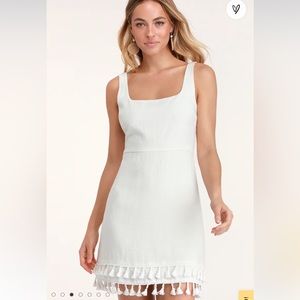 Lulu’s Feel the Sunshine White Tassel Dress